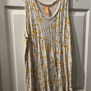Floral Sleeveless Top with Orange Accents